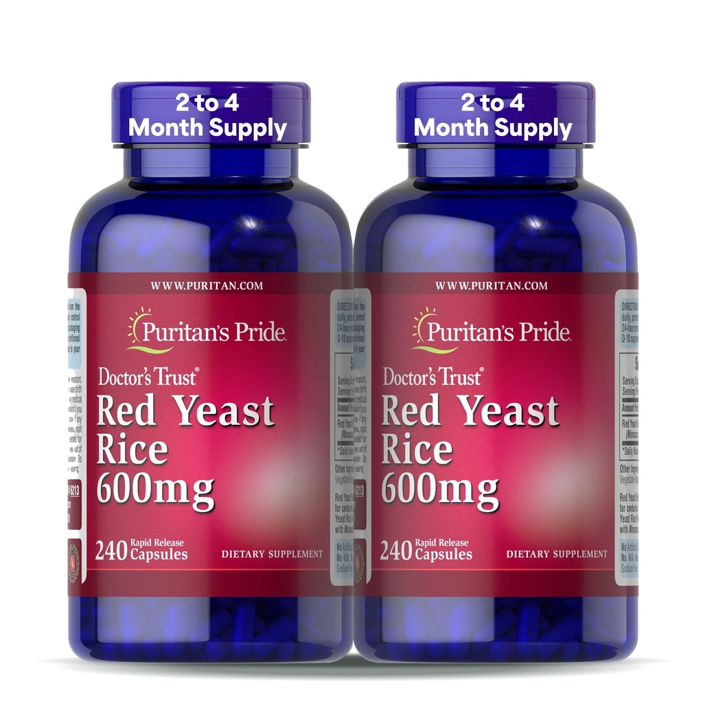 Puritan'ın Gurur Doktorları Red Yeast Rice 600 mg, Diyet Supplement, 240 Hızlı Yayın Kapsülleri, 2 Pack