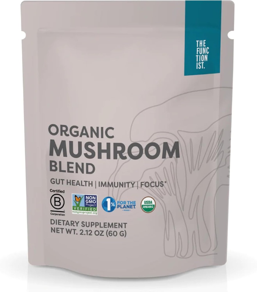 Fonksiyonlar Organik Mushroom Mix | Organik Mushroom Supplement Toz | 10 Mushroom Mix | Güçlü Gut, Enerji Mushroom Kompleks | Premium Mushroom Drink Toz - Vegan, Kosher, 2.12 Oz Oz