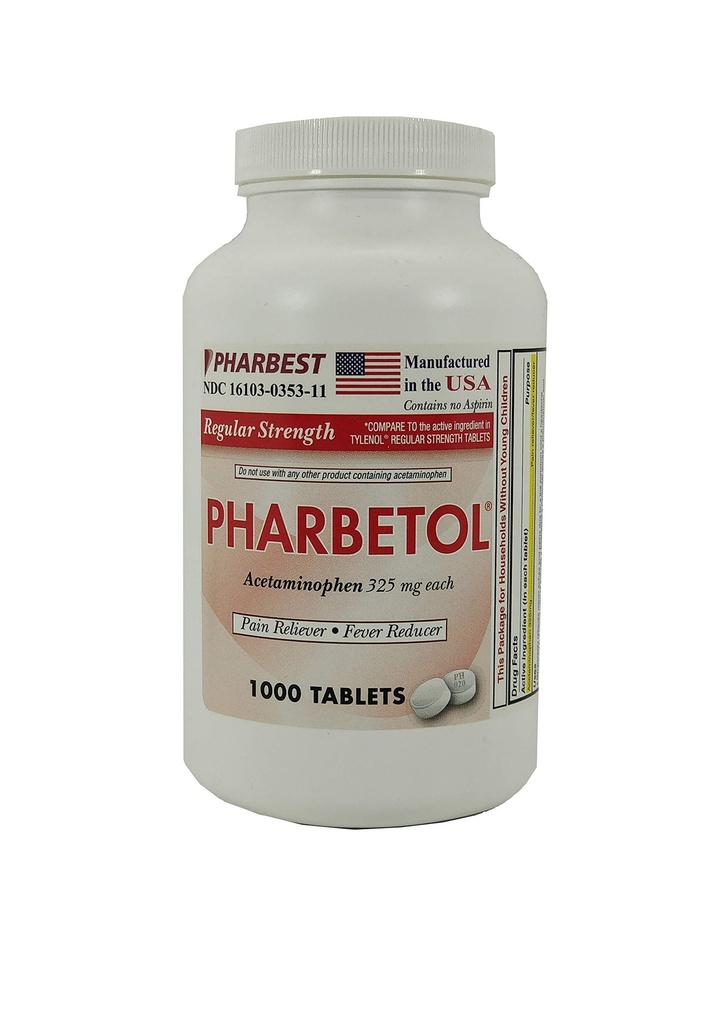 Pharbest Acetaminophen 325 mg 1000 Kont Tabletler