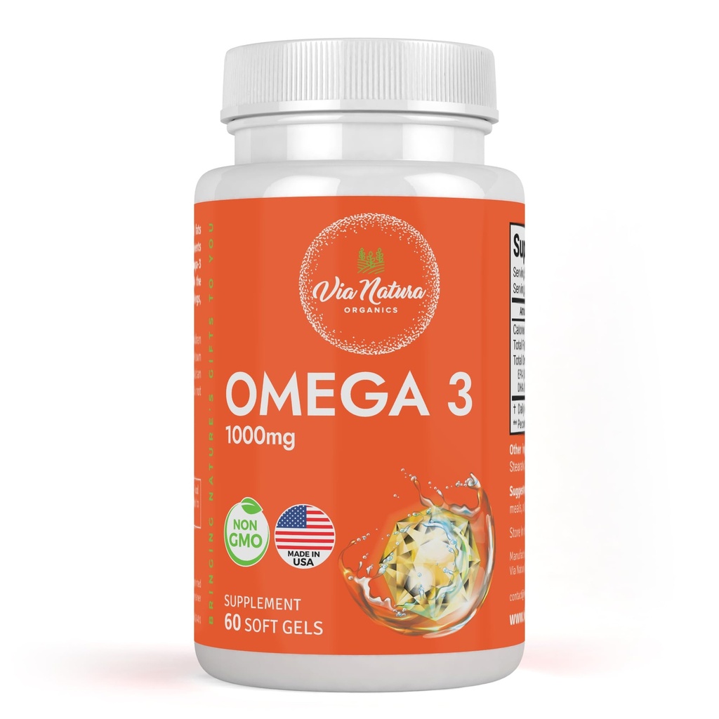 Omega 3 | 1000 mg | Fish Oil | Fatty Asit | EPA & DHA | Non-GMO | 60 Softgels