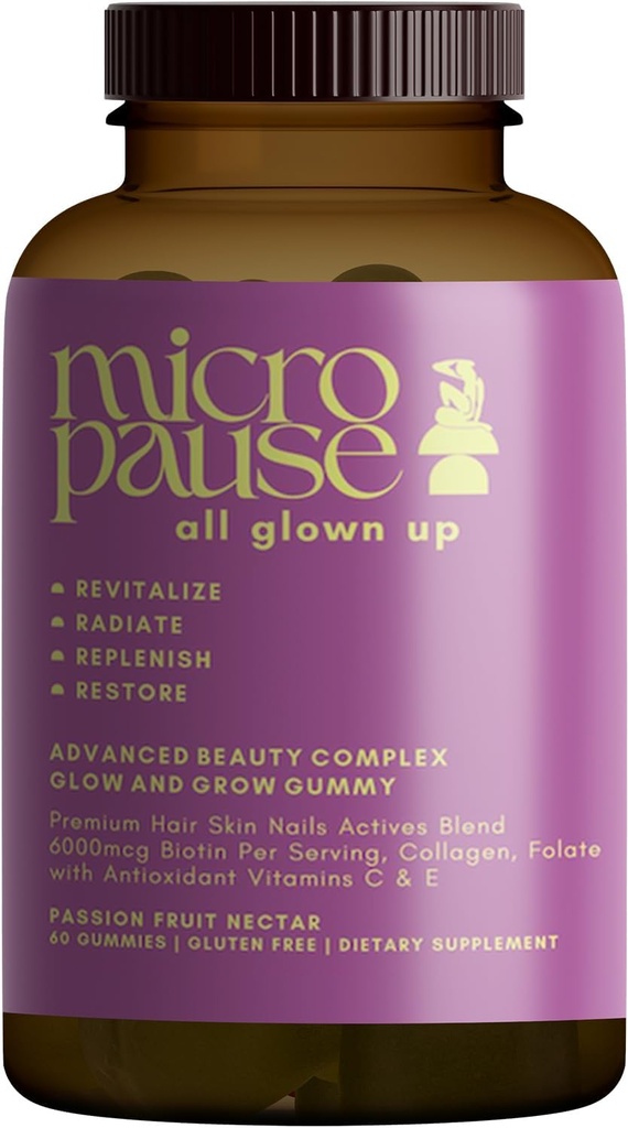 Tüm Glown Up Advanced Beauty Complex Glow and Grow Gummies with Biotin, Collagen, and Antioxy Vitamins A, C, and E for Hair, Skin, and Nails.