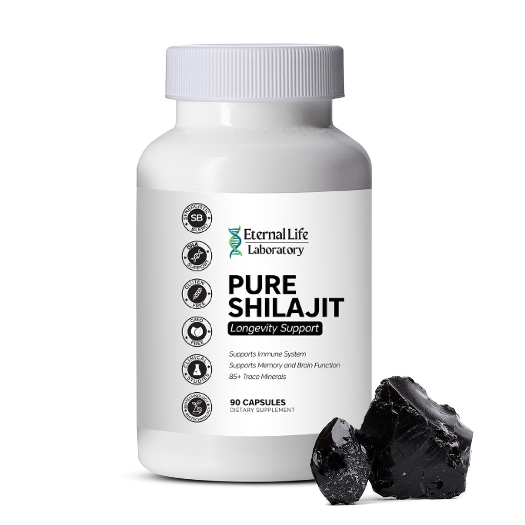 100 Saf Shilajit, Organik Himalaya Şilajit Erkekler ve Kadınlar için, 85+ Trace Minerals Rich in Fulvic Acid Shilajit Supplement for Energy & Immune System 1000mg Count 90 90