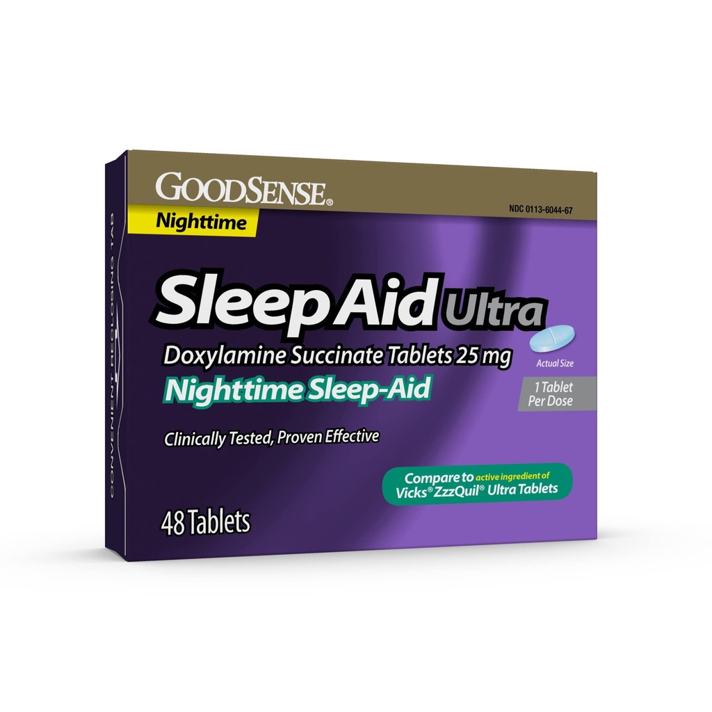 GoodSense Nighttime Sleep-Aid Ultra Tabletler, Doxylamine Succinate 25 mg, 48 Count