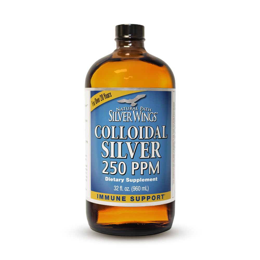 Doğal Pat Silver Wings Colloidal Silver Liquid - Geliştirilmiş Immune Support Supplement - 250ppm (1250mcg) - 32oz