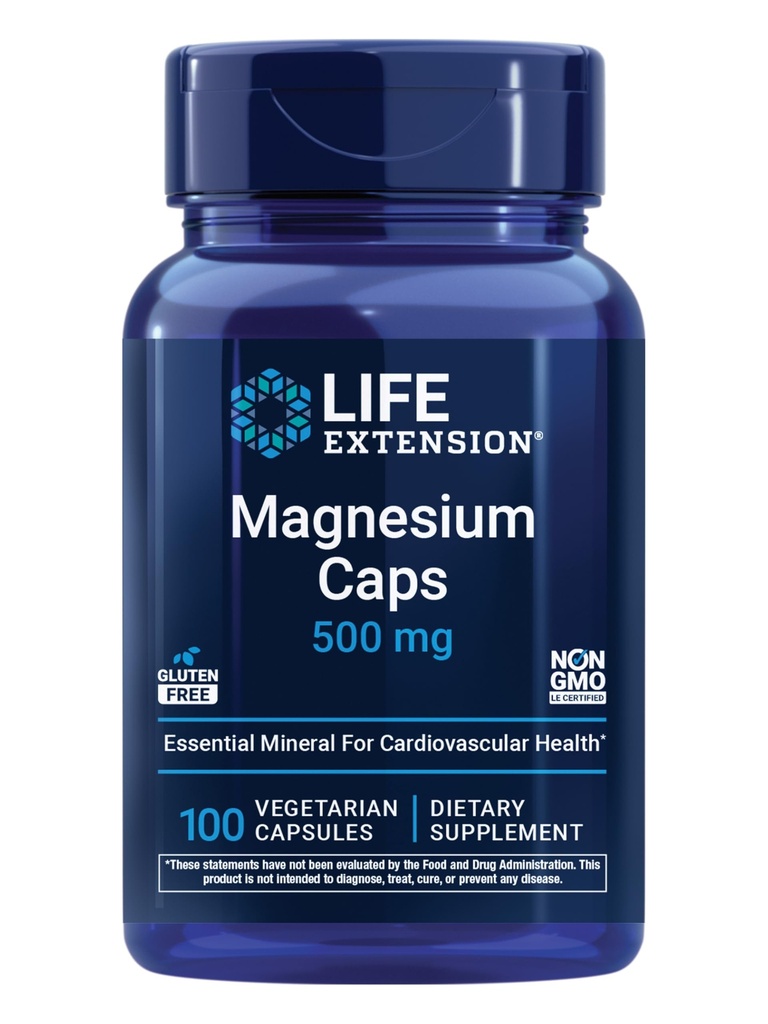 Life Extension Magnezyum Caps, 500 mg, Hoffman Magnezyum, Citrate ve Succinate, Kalp Sağlığı, Sağlıklı Kemikler, Metabolism Desteği, 100 Vejetaryen Capsulesm Destek, 100 Vegetarian Capsules