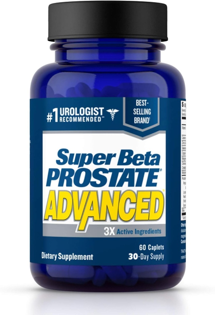 Super Beta Prostate Advanced Prostate Supplement for Men – Bathroom Trips, Discover Sleep, Support Urinary Health & Bladder Boşing. Beta Sitosterol, Palmetto'yu değil. (60 Caplets, 1-Bottle)
