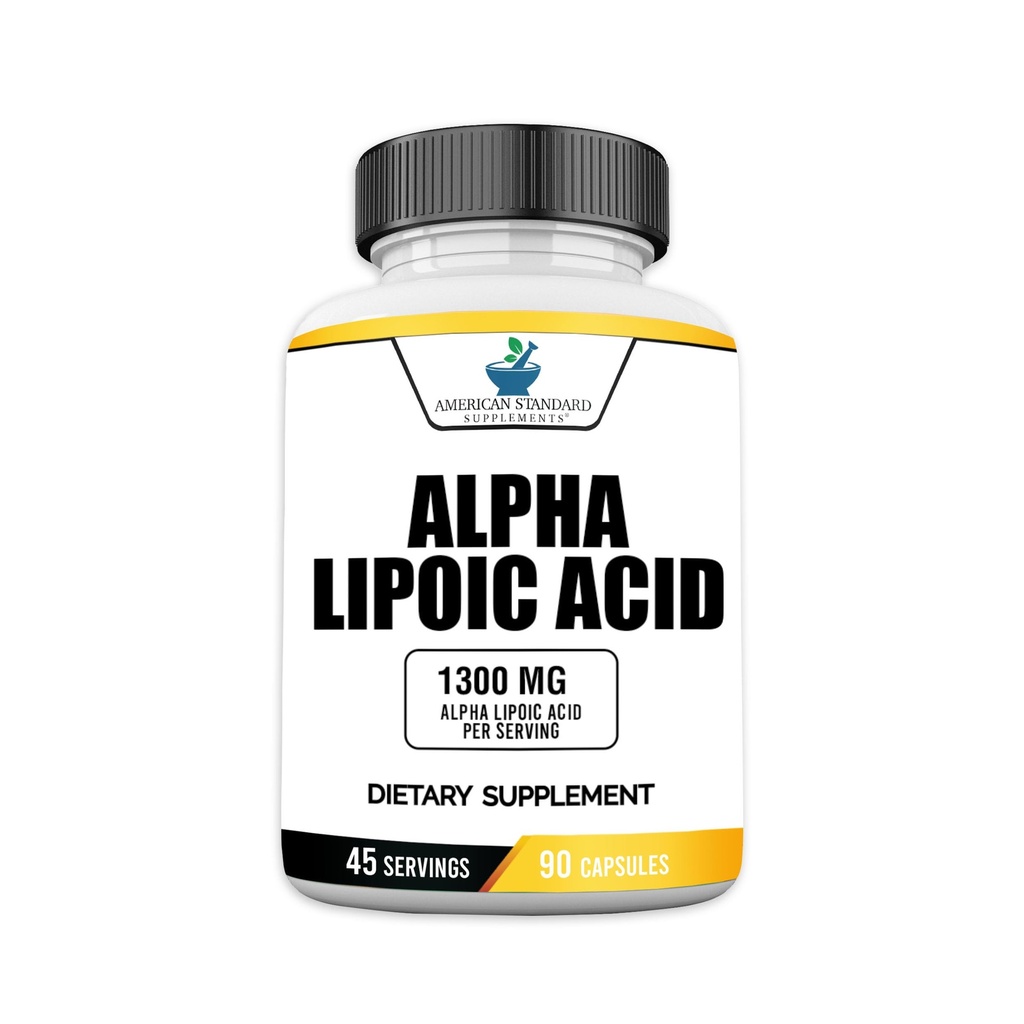 American Standard Supplements Alpha Lipoic Acid 1300 mg Per Servis - Vegan, Gluten Free, Non-GMO, 90 Capsules, 45 Hizmetler