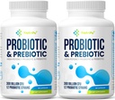 Kadınlar ve Erkekler için probiyotikler, 12 Strains + Organik Prebiyotikler Daily Digestive için, Immune, Gut, Bloating, Gut Health for Women & Men, Raf Stable - 120 Capsules + Organik Prebiyotikler