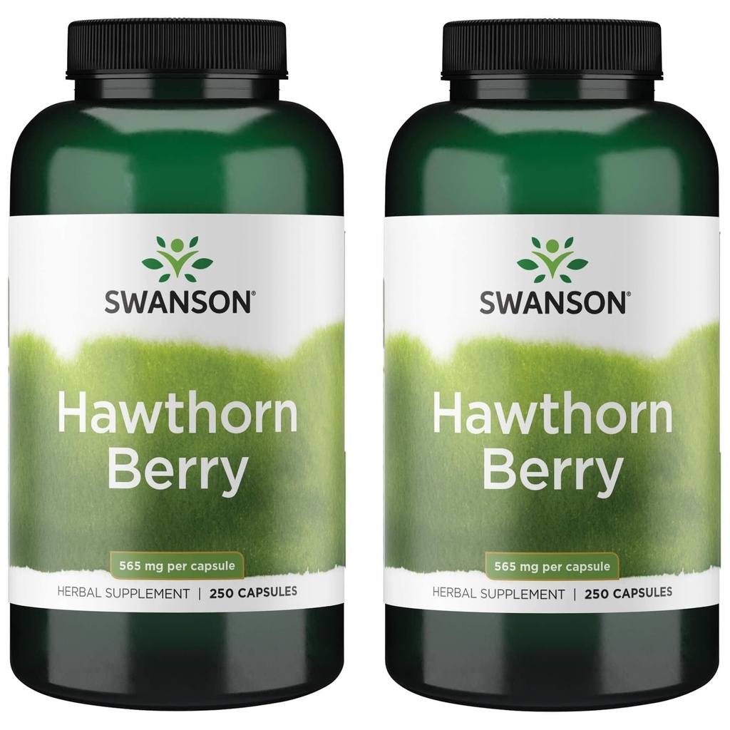 Swanson Hawthorn Berry Supplement- Antioxy Flavonoids (250 Capsules, 565 mg Her) 2 Pack
