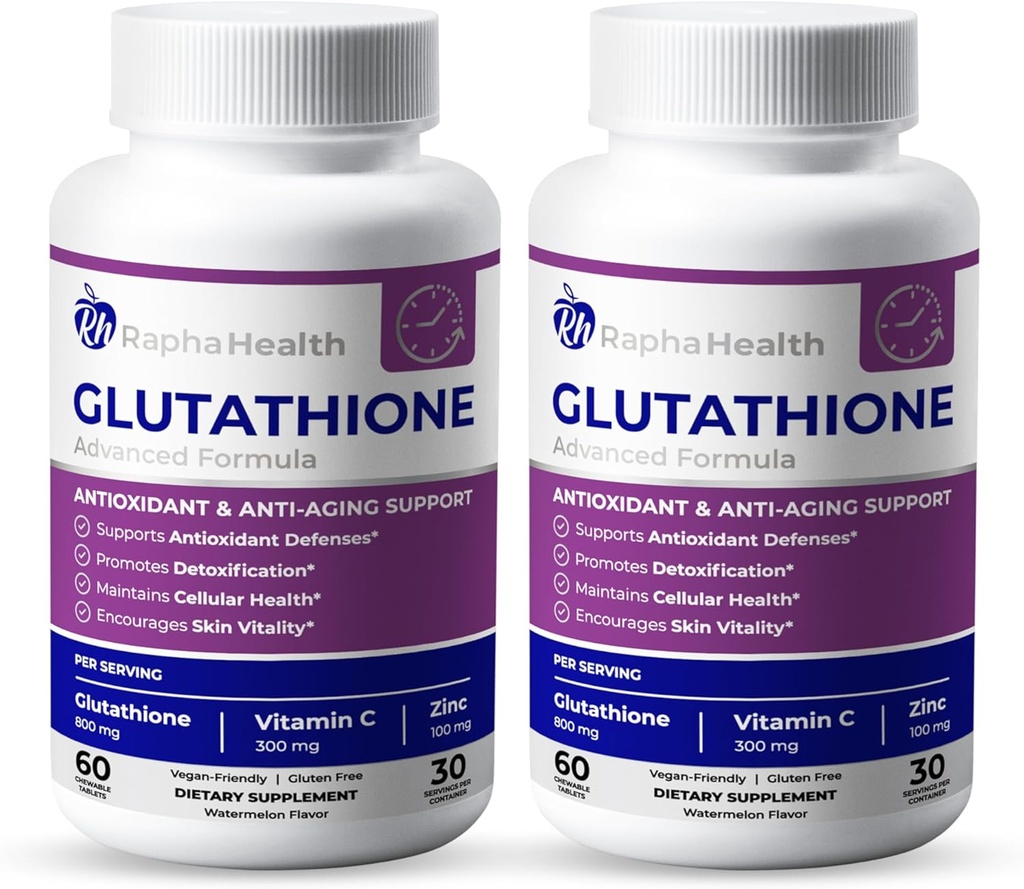 Twin Pack Glutathione Vitamin C & çinko | Gelişmiş Antioksi & Immune Support | Detox & Skin Health Formula | 120 Tablet - İki (2) Ay Supply