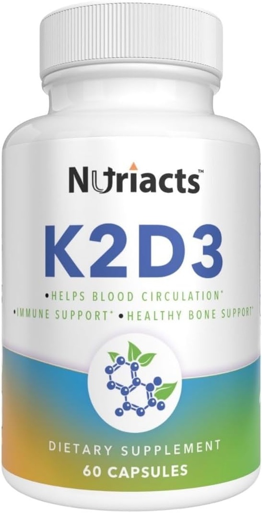 D3 Gıda ve BiyoPerine 60 Capsules ile K2 - Kapsamlı Kemik Sağlığı, Cardiovasüler Destek, Geliştirilmiş Aborpsiyon - Non-GMO, Sugar Free