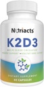 D3 Gıda ve BiyoPerine 60 Capsules ile K2 - Kapsamlı Kemik Sağlığı, Cardiovasüler Destek, Geliştirilmiş Aborpsiyon - Non-GMO, Sugar Free