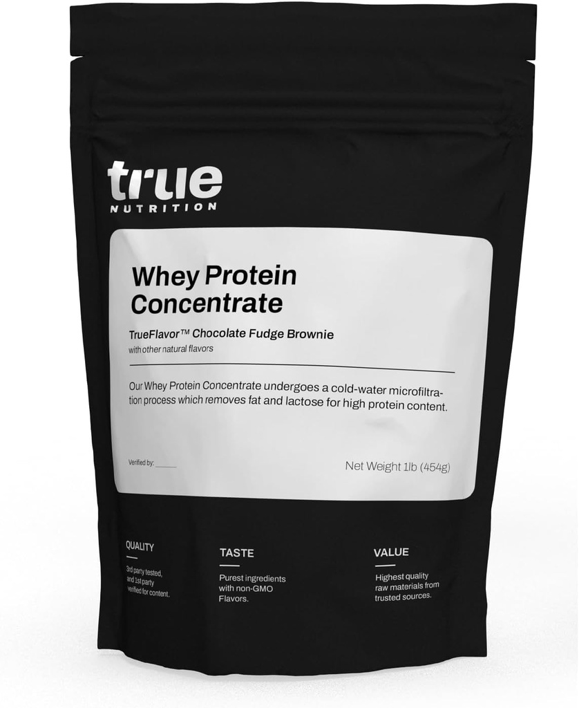 Gerçek Beslenme - Whey Protein Yoğunluğu -% 100 Whey protein Toz - Temel Amino asitlerle Low Carb Toz - Leucine Yüksek - Chocolate Fudge Brownie - 1lb.