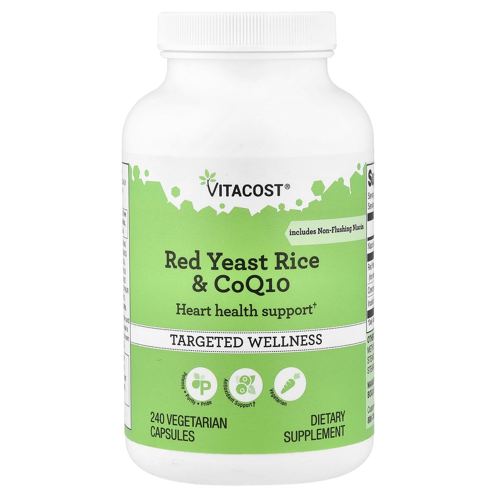 Vitacost Red Yeast Rice & CoQ10 No-Flush Niacin - 240 Vegetarian Capsules