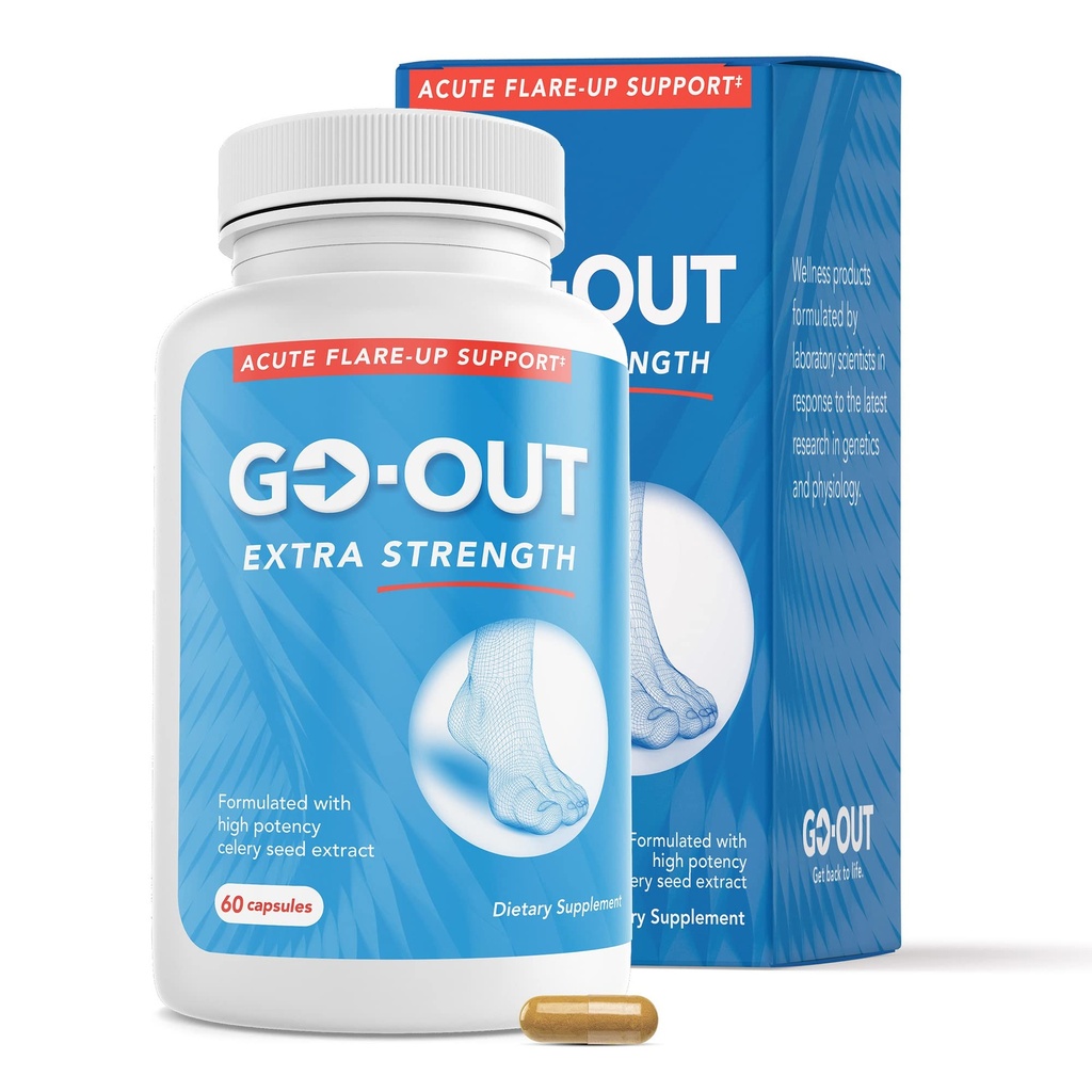 Mt. Angel Vitamins Go Out - Ekstra Kuvvet Desteği - Uric Asit Tart Cherry, Celery Seed, Turmeric - Non-GMO, Gluten-Free - 60 Caps