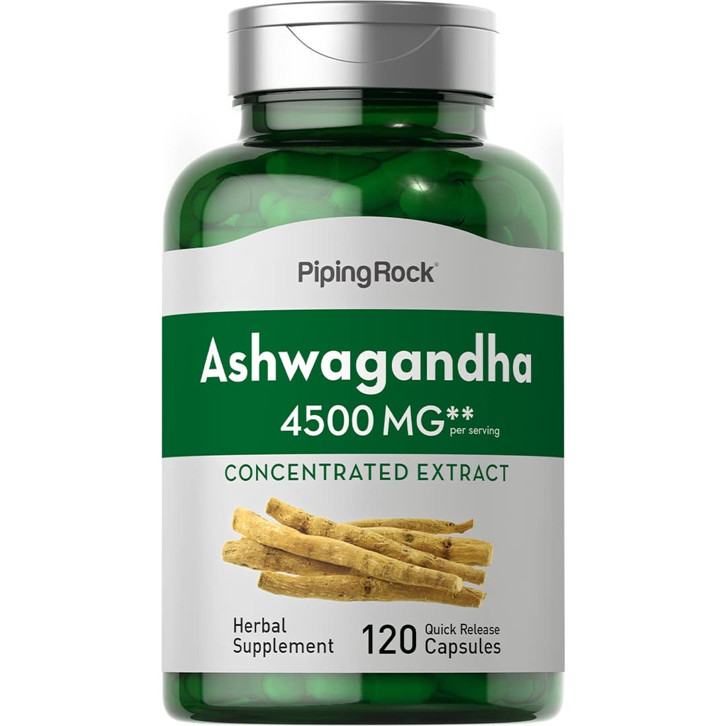 Piping Rock Ashwagandha Capsules | 120 Kont | Herbal Supplement with Black Pepper Extract | for Women and Men | Non-GMO, Gluten Free Free