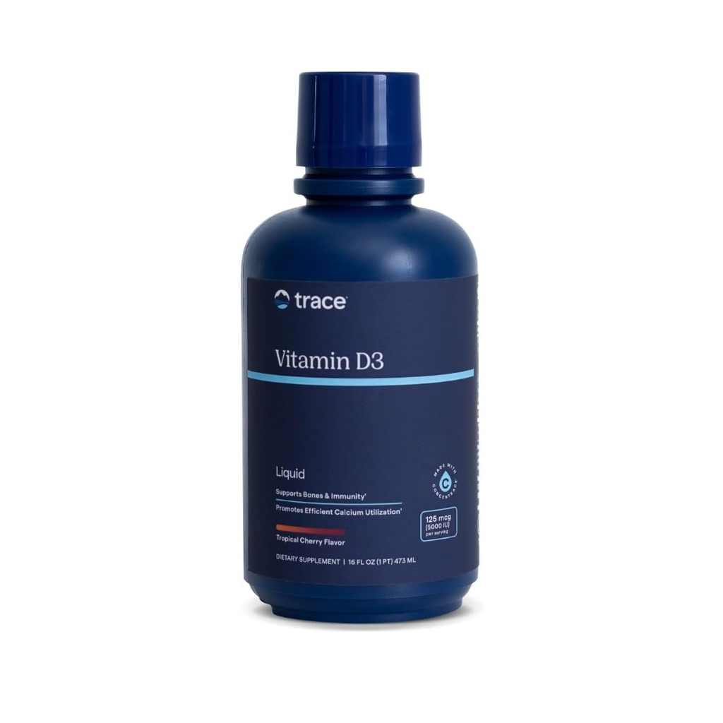 Trace Minerals Vitamin D3 - Bone Health için D3 Supplement - Verimli Kalsiyum Utilizasyon - Immune System Support - Hızlı Nisorbing Liquid - Tropikal Cherry Flavor - 16 fl oz (32 hizmet)