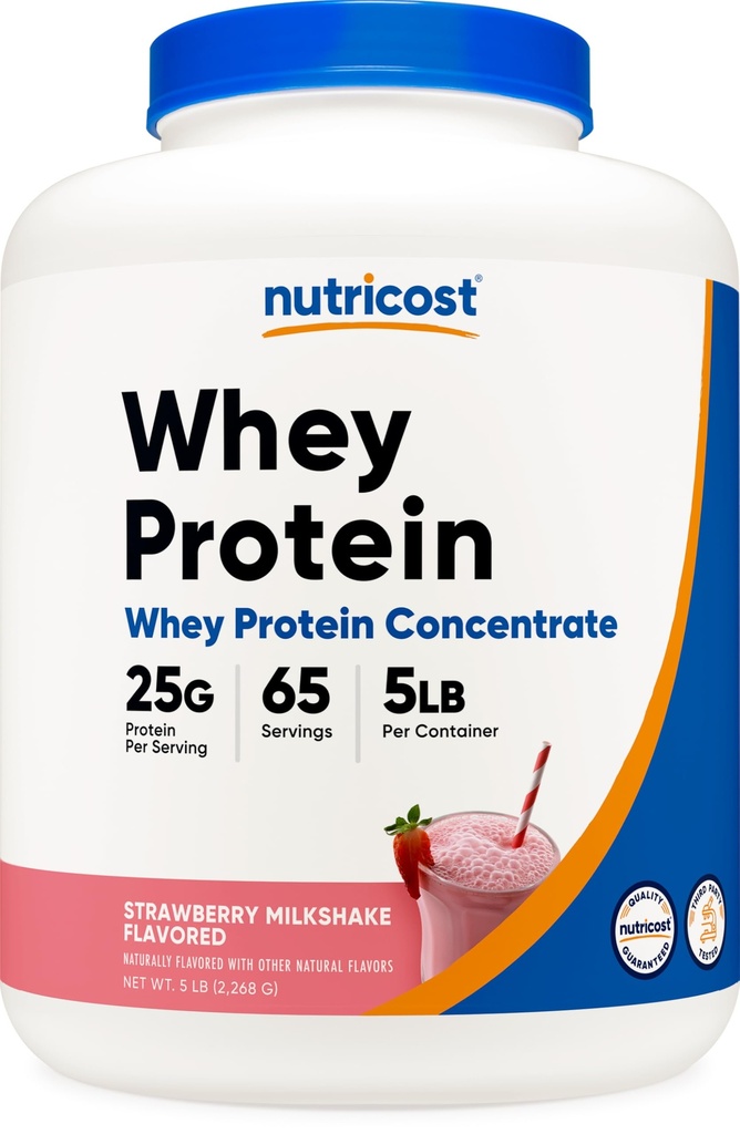 Nutricost Whey Protein Yoğunluğu (Strawberry Milkshake) 5LBS - Gluten Free & GMO Free