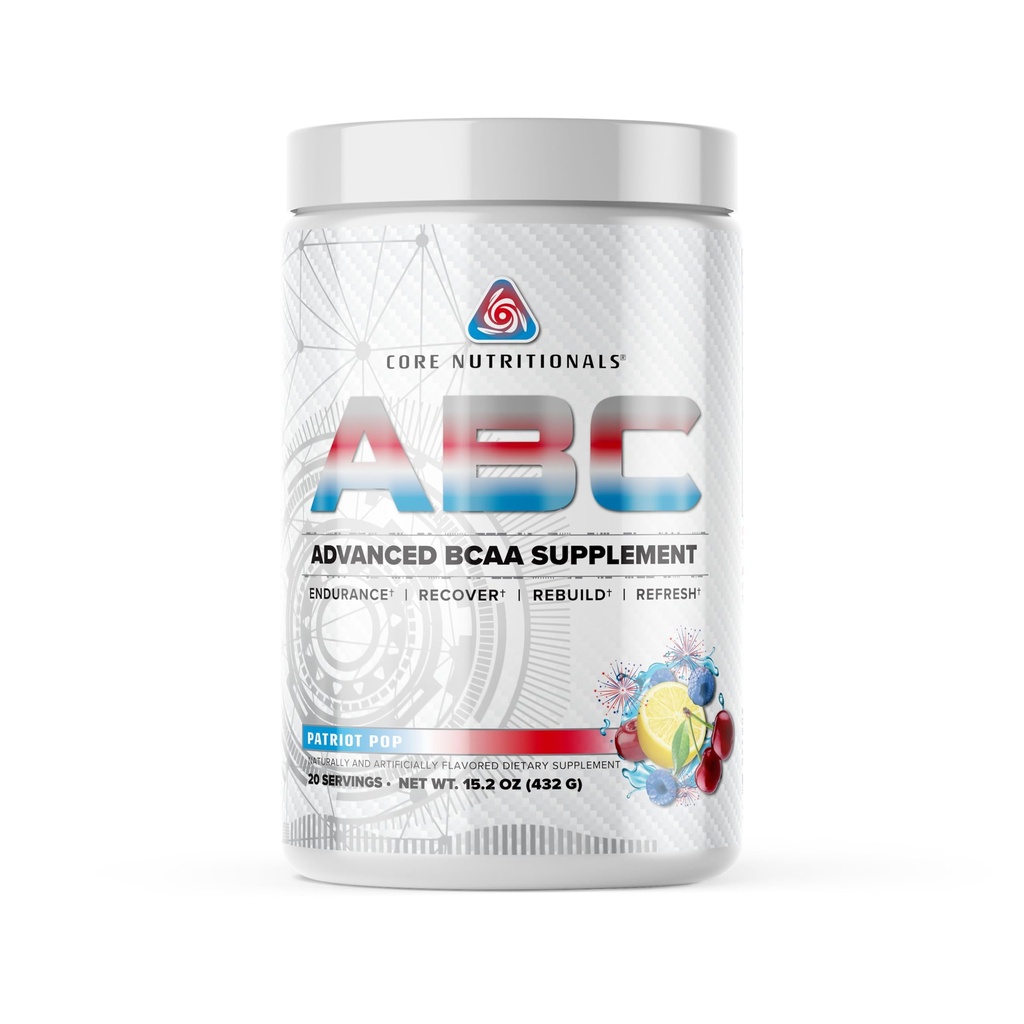 Core Nutritionals ABC Advanced BCAA Supplement | Amino Acid Recovery Blend | with Glutamine, Beta Alanine, Citrulline Malate | 20 Servings (Patriot Pop)