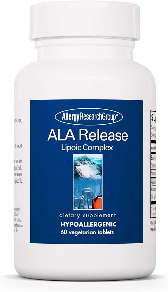 Alerji Araştırma Grubu ALA Yayını - Alfa-Lipoic Asit Kompleksi, R-Alpha-Lipoic, Biotin, Kalsiyum, Beslenme Tamamı, Vejetaryen Tabletler - 60 Sayı Kont