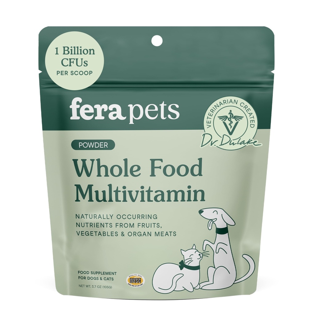 Fera Pets Whole Food Multivitamin Cat & Dog Food Topper with Probiyotiks, Antioksis, & Essential Dog Vitamins & Minerals - Meyvelerden gelen Nutrients & Organ Etleri - 3.7 ozzz