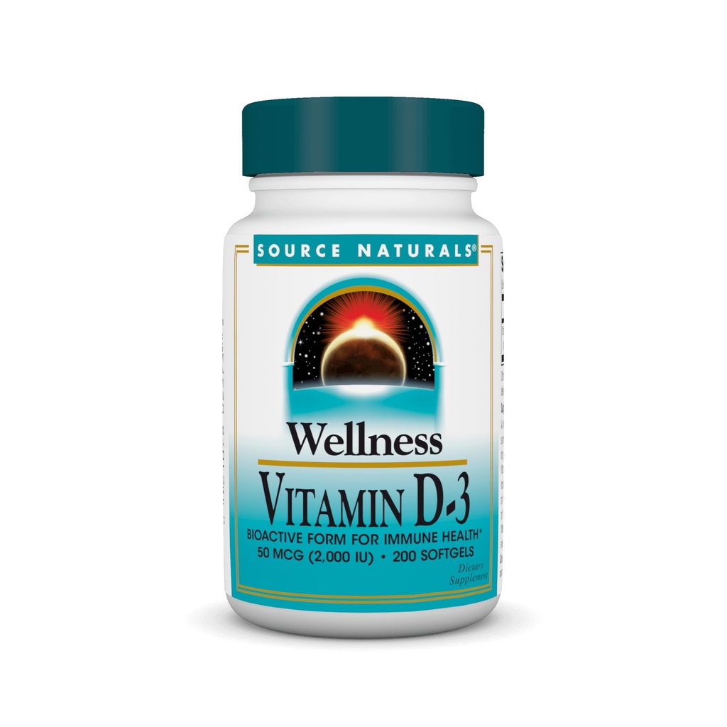 Source Naturals Wellness Vitamin D-3 2000 iu Bioaktif Form for Immune Health* - 200 Softgels