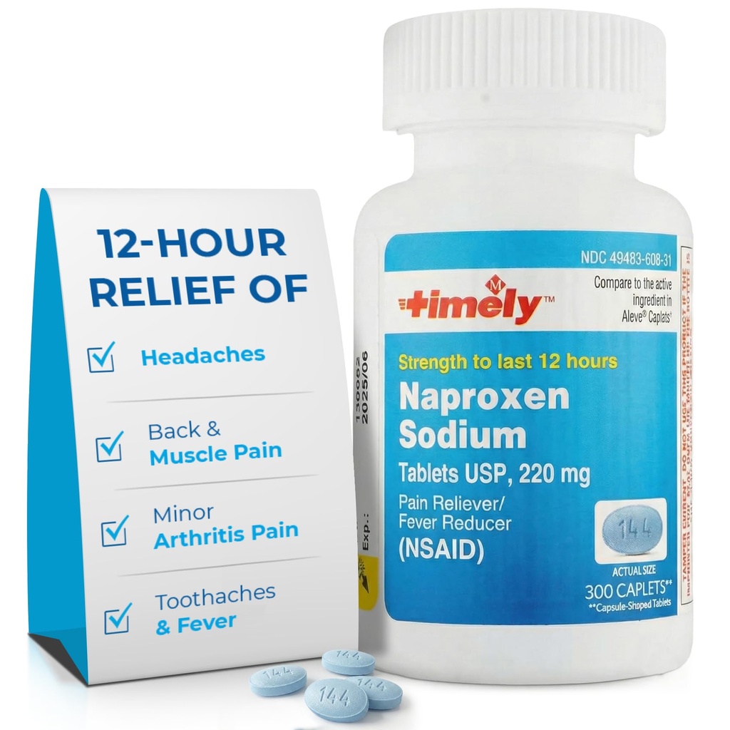 TIME-CAP LABS, INC. Zamanlı Naproxen sodyum 220 mg - NSAID Pain Reliever for Headache, Tooth Ache, Minor Arthritis Pain Relief, Backache, Fire - Son 12 Saat - 300 Kont