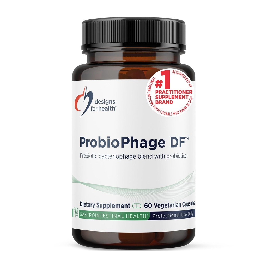 Sağlık Probiophage DF için tasarımlar - Bacteriophage Prebiyotik + Probiyotik Supplement - Probiyotikler for Digestion + Immune Support - Süt Free Pre and Protics in Halfed Release Capsules (60 Count)