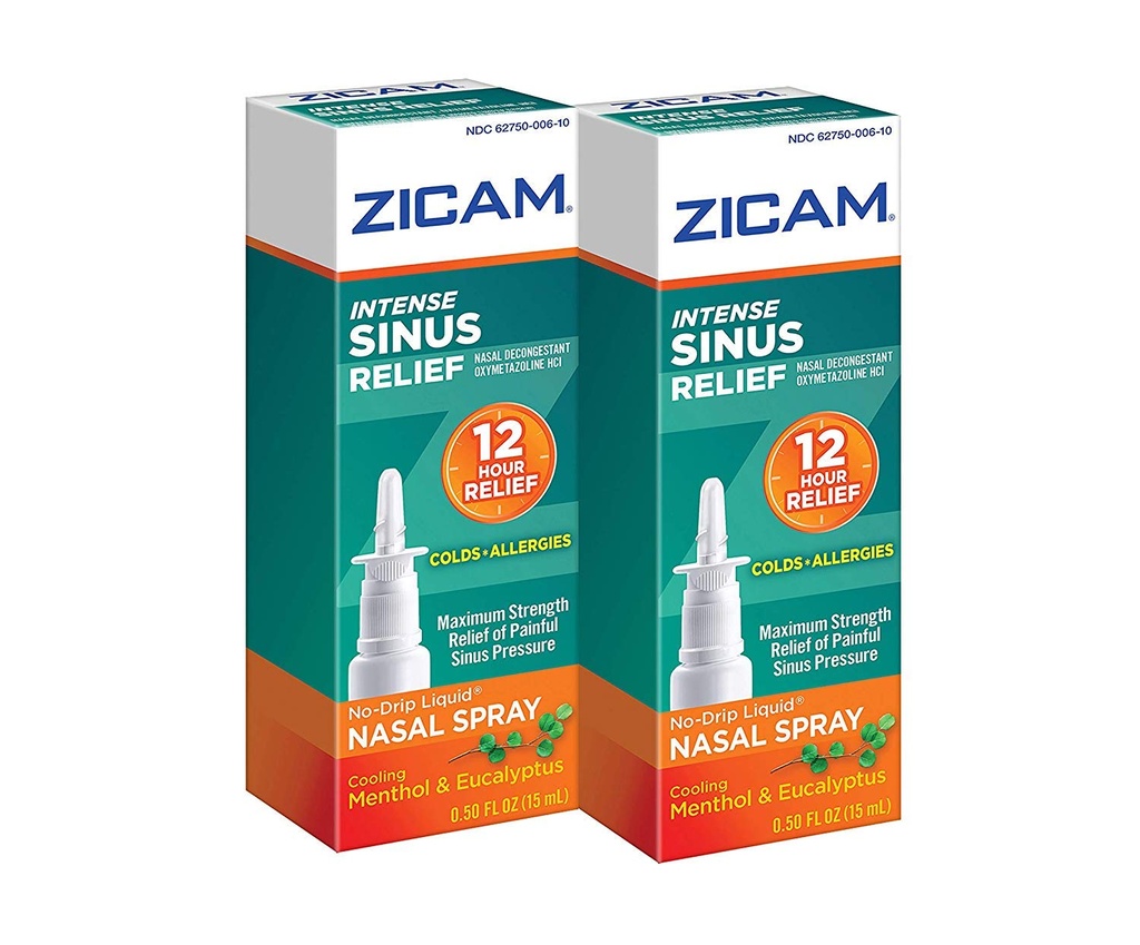 Zicam Intense Sinus Relief No-drip Liquid Nasal Mix with Soğutma Menthol & Eucalyptus, 0,5 Ounce (Pack of 2)