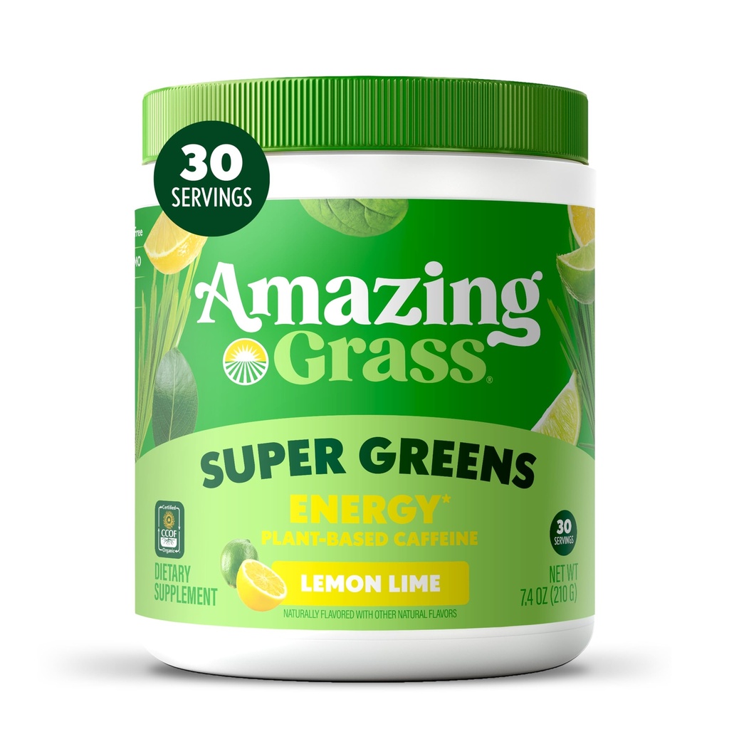 Amazing Grass Greens Mix Energy: Smoothie Mix, Super Greens Toz & Plant Based Caffeine with Matcha Green Tea & Beet Root Toz, Lemon Lime, 30 Hizmet (Pazar Mayıs Vary)