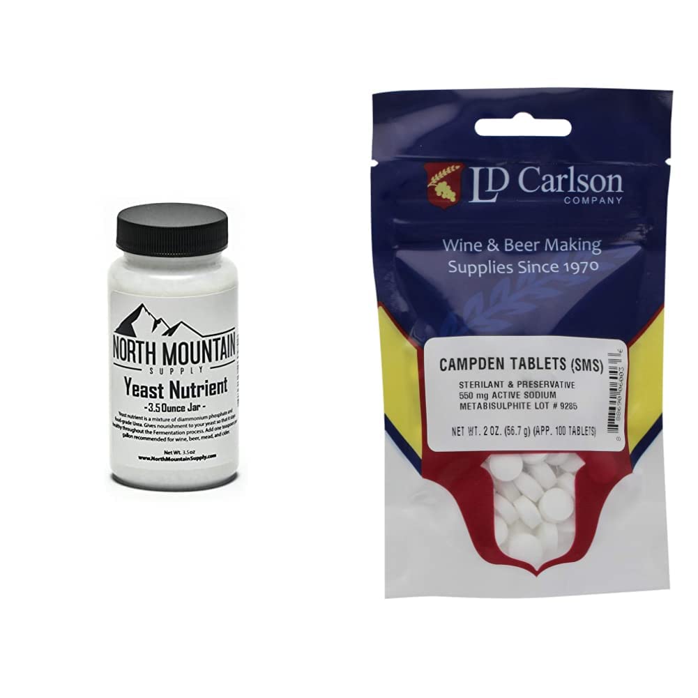 North Mountain Supply Food Grade Yeast Nutrient - 3.5 Ounce Jar & Campden Tabletler (sodium metabisulfite) - 2 Oz(100 Tablet)