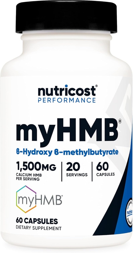 Nutricost myHMB Capsules 1,500MG Food HMB Per Servis, 60 Capsules, 20 Hizmet - Performans Hattı, Kalsiyum B-Hydroxy B-Methylylbutyrate Monohidrat