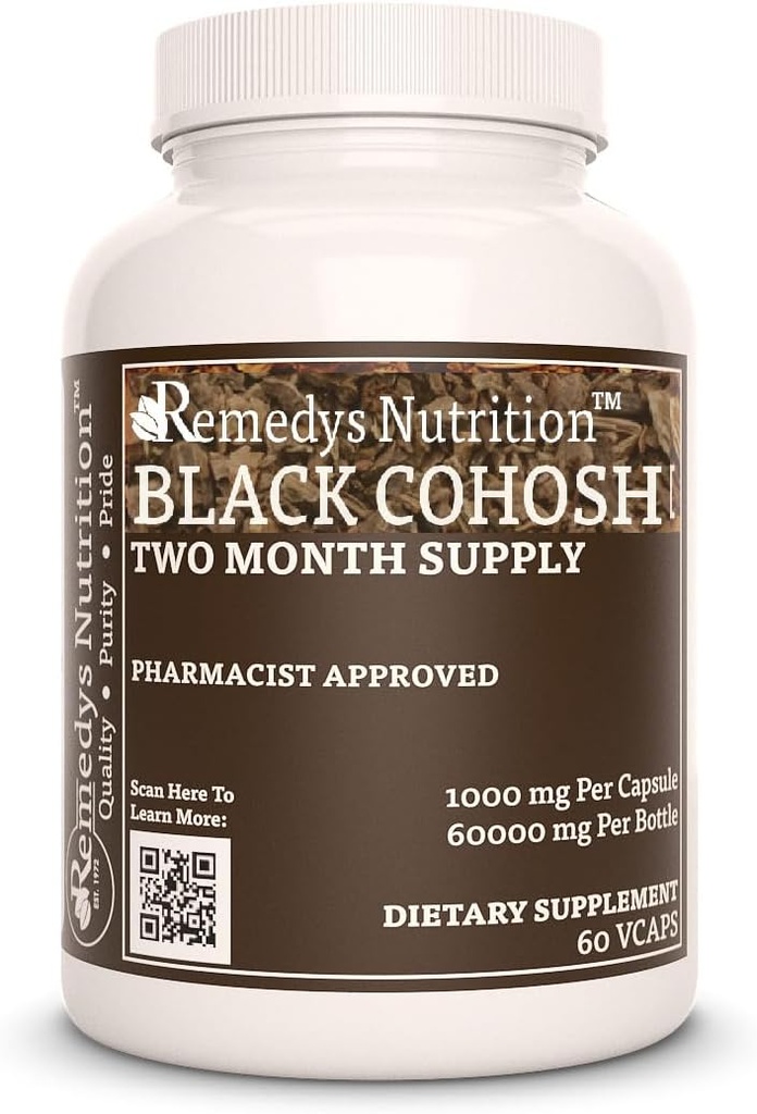 Remedy'nin beslenme Black Cohosh | 1000 mg, 60 Vegan Capsules Herbal Diyetsel Supplement | İki Ay Supply