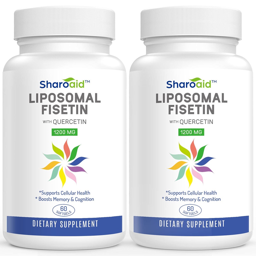 Liposomal Fisetin, Quercetin Supplements 1200 mg per Service,High Abors Polyols Antioksis for Women,Men,Non-GMO,Gluten-Free,2 Şişe-120 Softgels