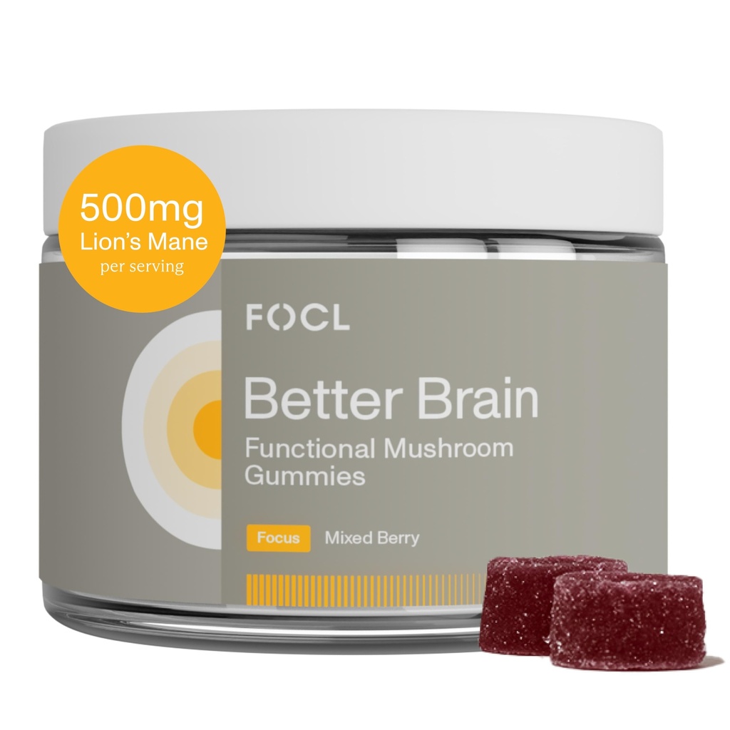 Lion's Mane Mushroom Gummies - Mushroom Supplement, 30 Gummies | Vegan lion's mane gummies with reishi and cordyceps to support focus, memory, cognitive function and daily energy.