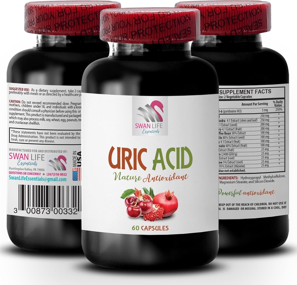 uric Acid Crystals - URIC Acid - uric Acid Test, uric Acid Control, uric Acid Formation, uric Acid buildup, Tart Cherry Capsules, Tart Cherry Pills, Green Coffee Bean Extract 1Bot 60Caps