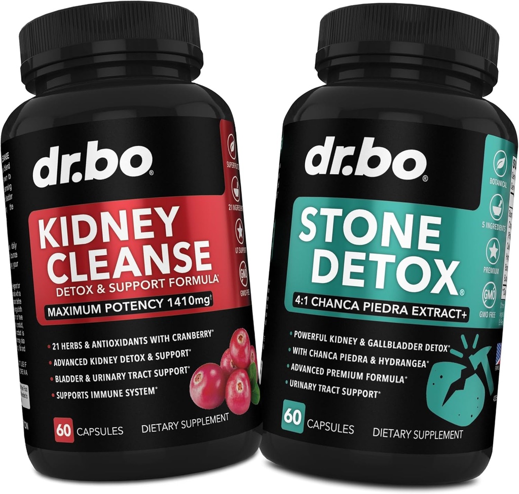 Kidney Cleanse & Stone Detox Support Supplement - Natural Cranberry, Juniperges, Buchu, Uva Ursi Extract, Stone Breaker Chanca Piedra - Destek Kidneys Gallbladder, Bladder & Urinary Tract Health