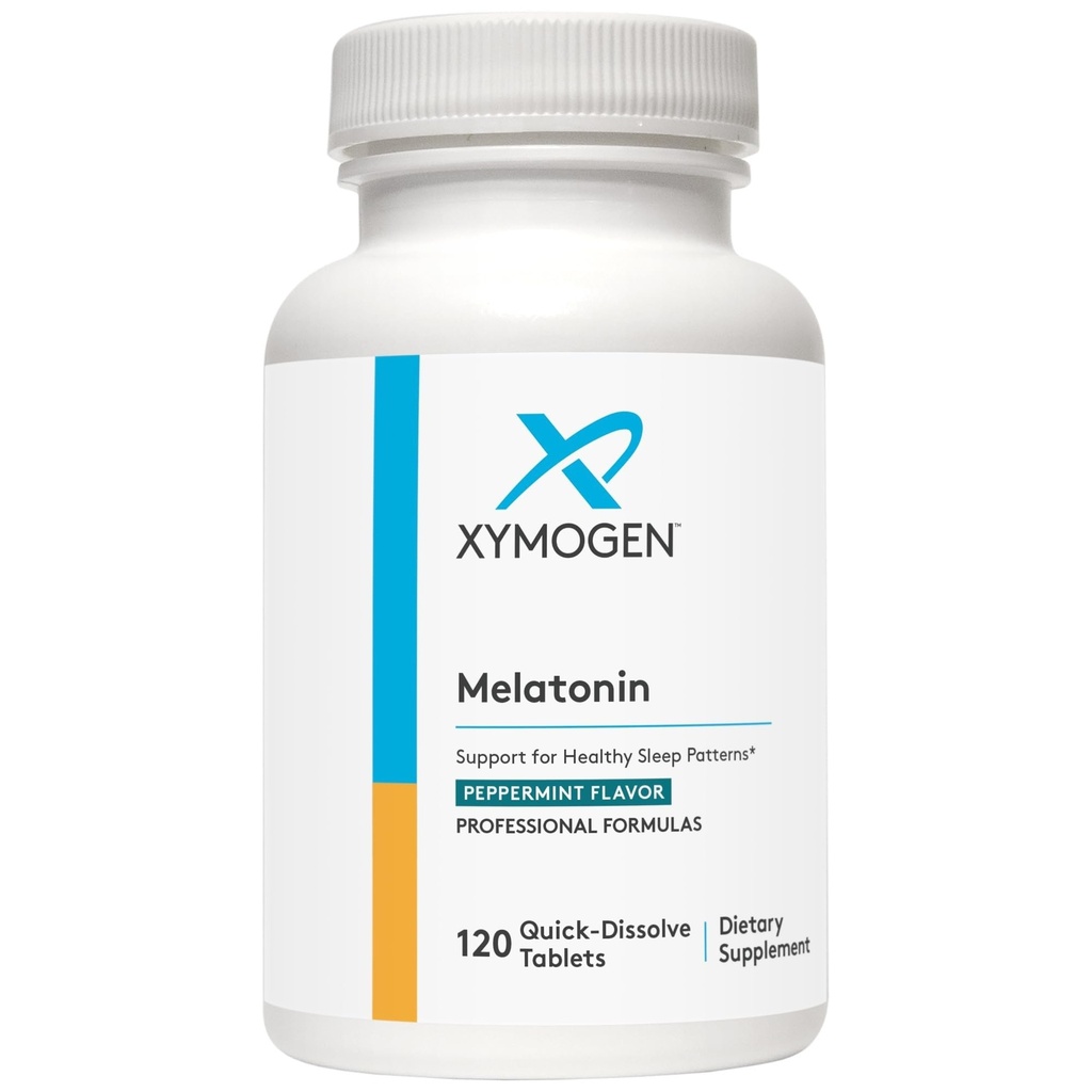 XYMOGEN Melatonin - 3 mg Melatonin Supplement - Sleep Pattern & Circadian Rhythm Support - Quick-Dissolve Tablet - Vegan & Gluten-Free - Peppermint Flavor - 120 Tablets