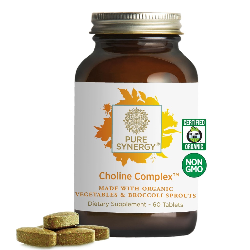PURE SYNERGY Choline Kompleksi | Vegan Choline Supplement Organik Tüm Gıdalar ile Yapıldı | Non-GMO Bio kullanılabilir Kompleks | hamilelik, Beyin ve Liver Health (60 Tablet)