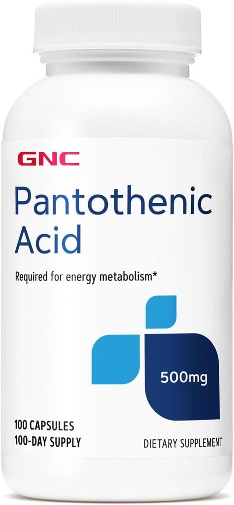GNC Pantothenic Acid 500 mg, 100 Capsules, Enerji Metabolismlarında Destekler
