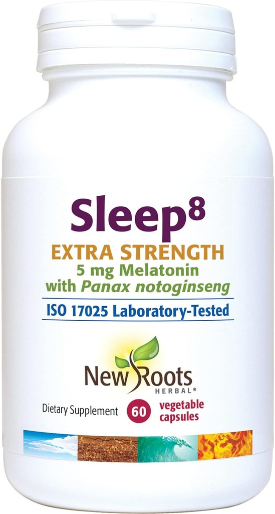 YENİ ROOTS HERBAL - Sleep8 Ekstra Kuvvet (60 Veg Caps) | Melatonin, Magnezyum, Chamomile ve Passionflower | Off-Habit Form | Fall Asleep Faster, Stay Asep Longer