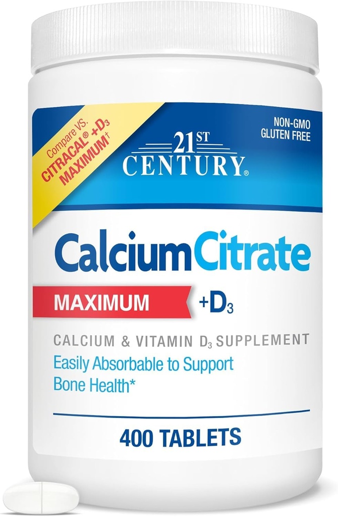 21st Century Food Citrate + D3, 400 Tabletler Şişe (2 Pack)