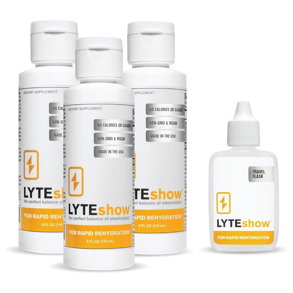LyteLine LyteShow Sugar-Free Electrolyte Supplement, 3 Pack, 120 Hizmet - Hızlı Rehidrasyon için Çinko ve Magnezyum, Workout, Muscle Recovery ve Enerji - Vegan