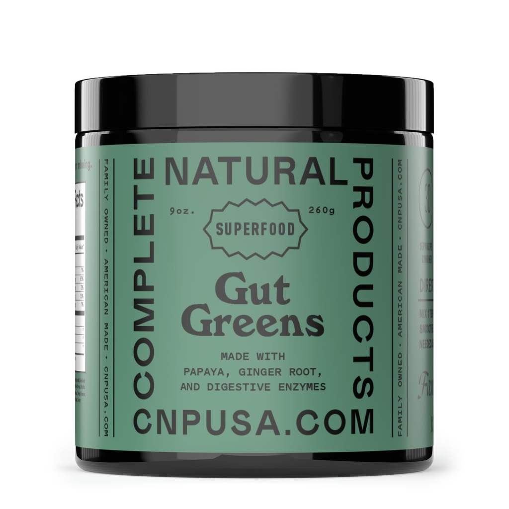 Gut Greens Superfood Toz Formula Supplement - Amazing Raw Digestive Enzyme Supplements Grass Mix, 9oz, 30 Hizmet