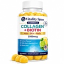 Collagen Gummies for Women with Biotin 2500mcg, Vitamin C, E & Zinc – Hair Skin and Nails Gummies – Low Sugar Lemon Flavor – Beauty Supplement – 60 Gummies, Made in USA