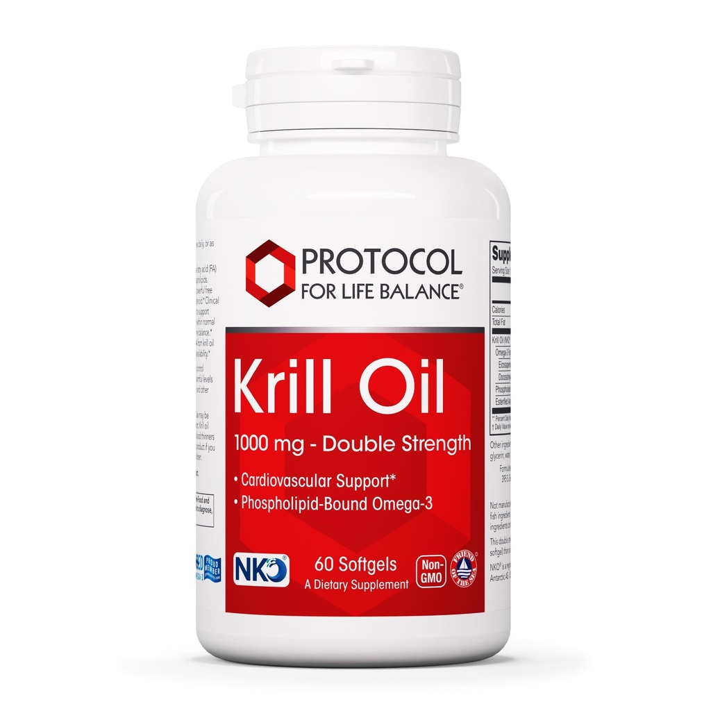 PROTOCOL FOR LIFE BALANCE Krill Oil 1000mg - Ekstra Güçlü Krill Oil Supplement - DHA & EPA - Astaxanthin - Destek Kalp, Beyin, Ortaklar - GMO & Hell - 60 Softgels