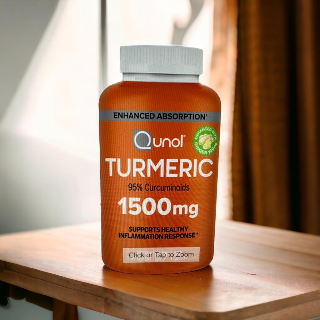 Turmeric Curcumin with Black Pepper and Ginger, Qunol 1500 mg Turmeric Extract with 95 Curcuminoids, Geliştirilmiş Aborpsiyon, Supports Health Inflammation Response, 180 Vegetarian Capsules