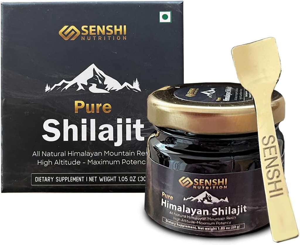 Shilajit - Yüksek Altitude'tan Tüm Doğal En Çok Potency Himalaya Dağcılık - Fulvic Acid & 85+ Trace Minerals Kompleksi ile %100 Saf Shilajit - 1 oz / 30 g with Free Spoon included