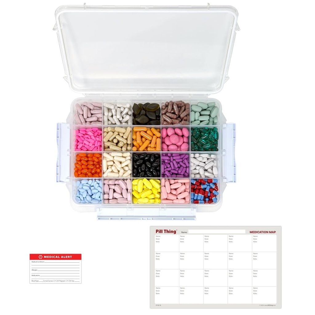 Airtight Seal ile Büyük Pill Vakasını Karşılaştırmak - Silikon Gazket Suları Med Box İlaç Map (20 Karşılaştırma, 1 Pack)