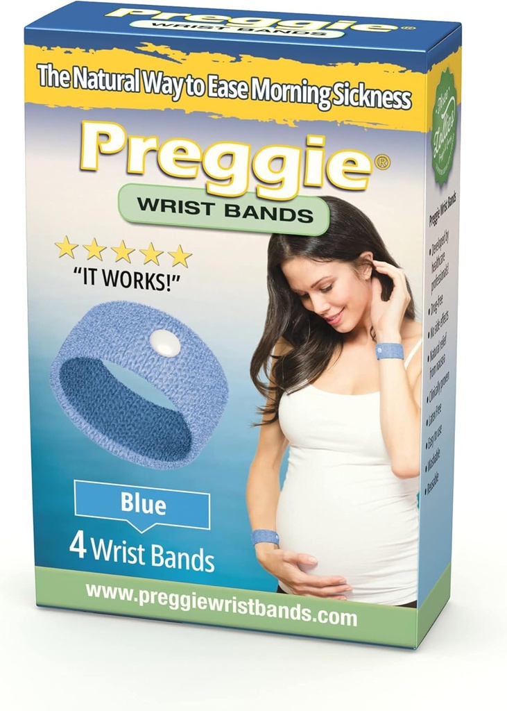 Üç Lollies Preggie Anti-Nausea Bilebands – Morning Hastaness Relief –- Side Etkisi Ücretsiz - 2 Kont (4 Bilebands) - Blue